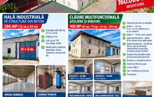 ANSAMBLU INDUSTRIAL HALĂ + CLADIRE BIROURI, 686 mp, VASLUI - ZONA INDUSTRIALĂ