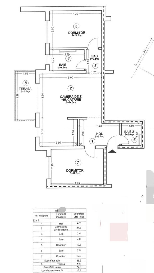 Apartament cu 3 camere, 2 bai si loc de parcare - Poză 34