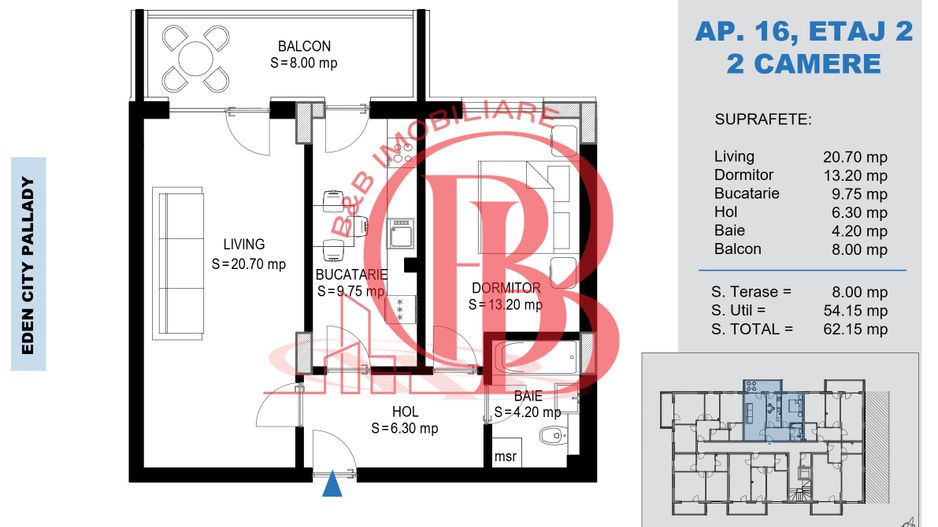 Apartament 2 camere Theodor Pallady Metrou Nicolae Teclu - Schiță 2