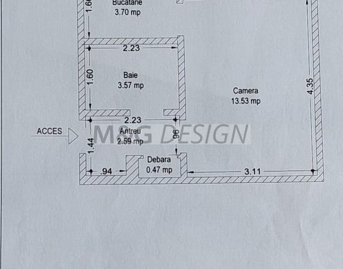 Aradului, et 2, garsoniera cu centrala proprie - Schiță 18