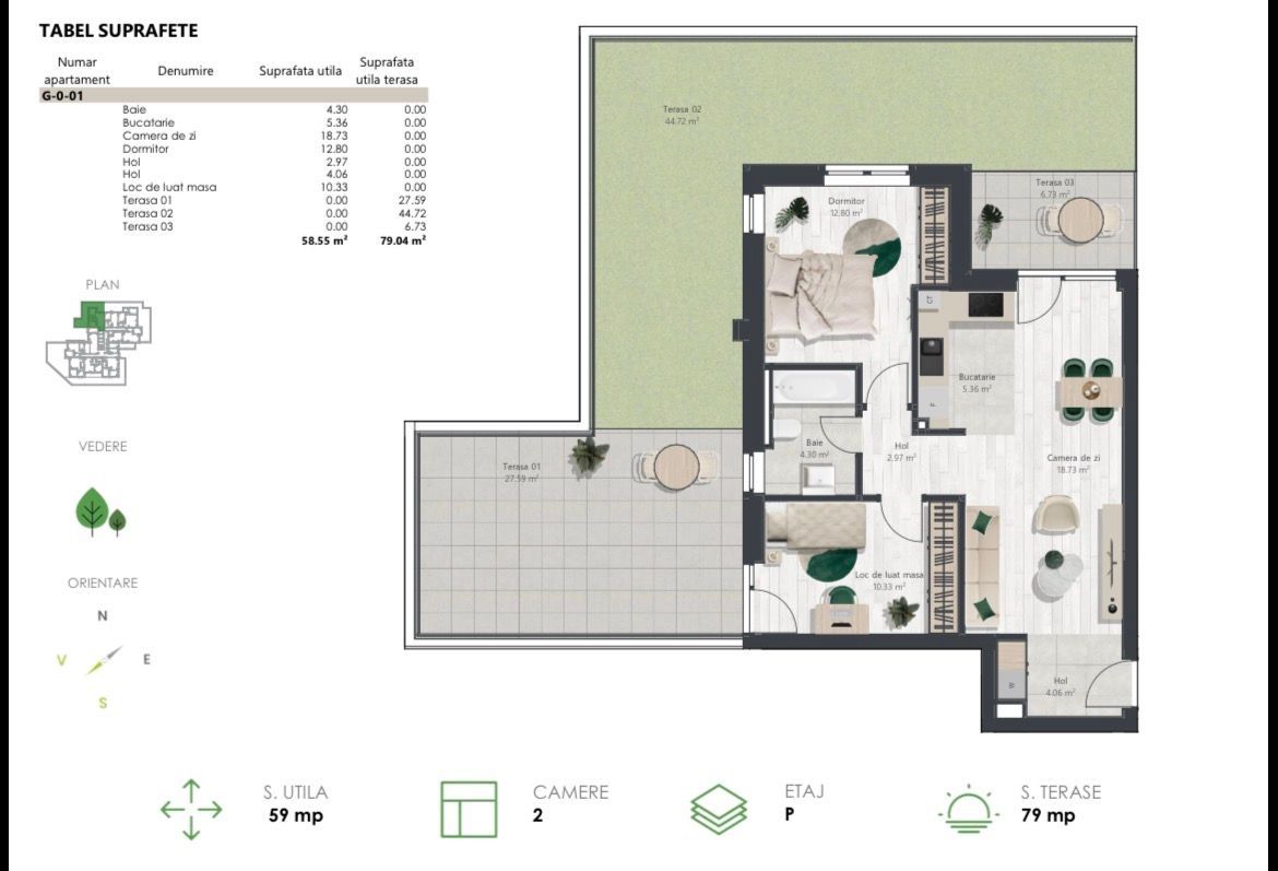 COM 0% Apartament nou cu 3 camere si gradina | Denya Forest - Poză 11