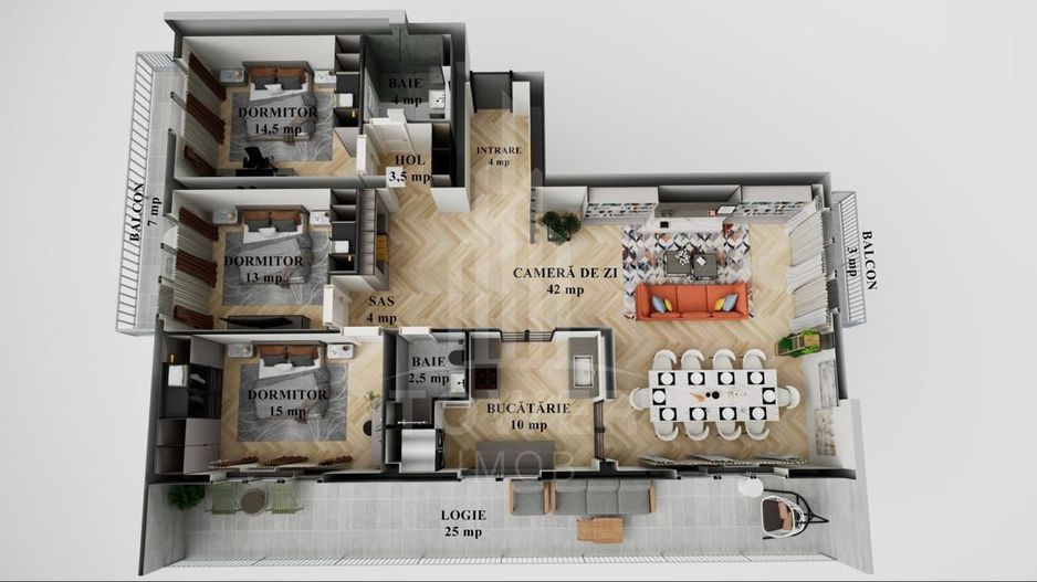 Apartament spațios de 4 camere, 114 mp utili + 3 terase – Hipodrom 3! - Poză 25