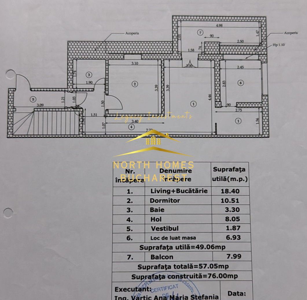 Apartament de 2 camere complet mobilat utilat, centrala proprie - Poză 14