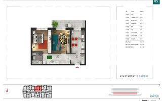 2 camere modern, parter, bine compartimentat - Pallady - Schiță 9