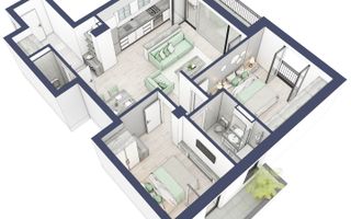 Apartament 3 camere | Balcoane 15.1 mp | Etaj II | Turnisor - Poză 3