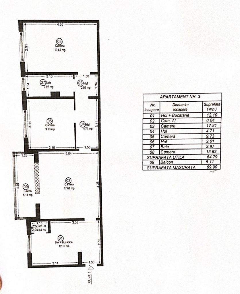 Proprietar vand apartament cu 3 camere, centrala+ baxa, zona Girocului - Poză 13