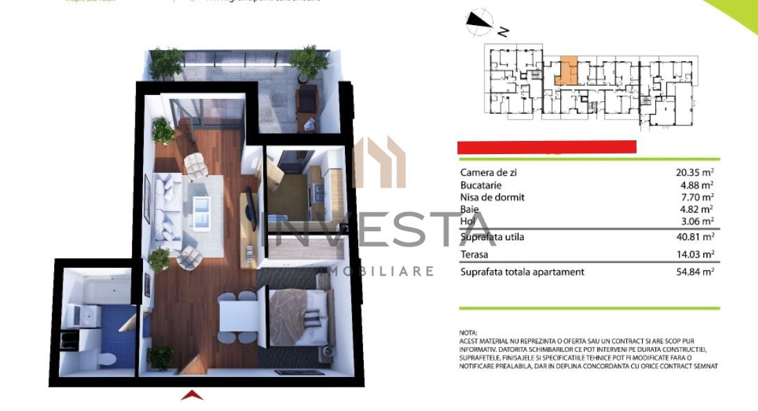 Apartament 2 camere in Sopor cu terasa de 15 metri - Schiță 9