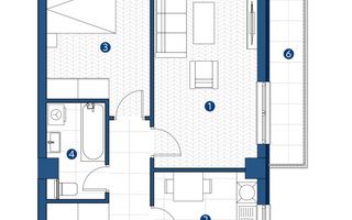 Apartament de vanzare cu 2 camere in Galata,Iasi ,58.41 mp, bloc nou ! - Schiță 4