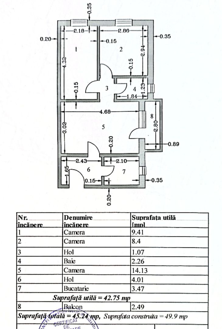 Apartament cu 3 camere, etaj 4, VASLUI zona CENTRU; - Poză 8