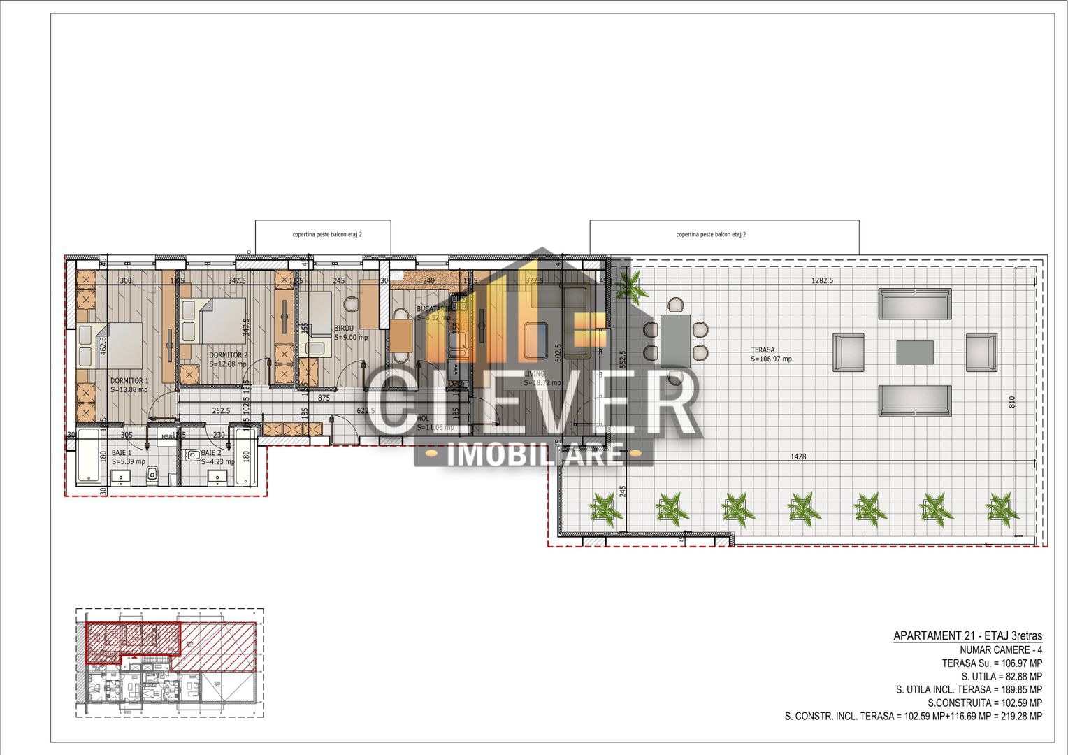 Titan Theodor Pallady Apartament 3 camere cu terasa 107mp - Schiță 8