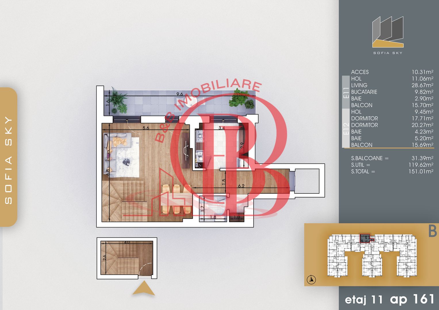 3 camere tip Duplex Living Generos Mutare Rapida 7min metrou - Schiță 4