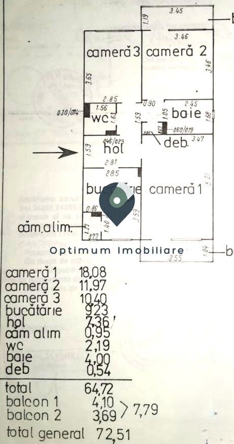 Apartament cu 3 camere, 2 bai in Zorilor, zona Panemar ! - Schiță 14