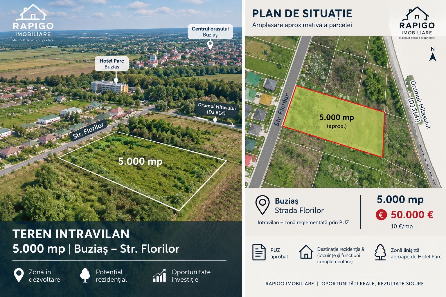Teren intravilan 5.000 mp | PUZ | Buziaș |10 mp - Poză 2