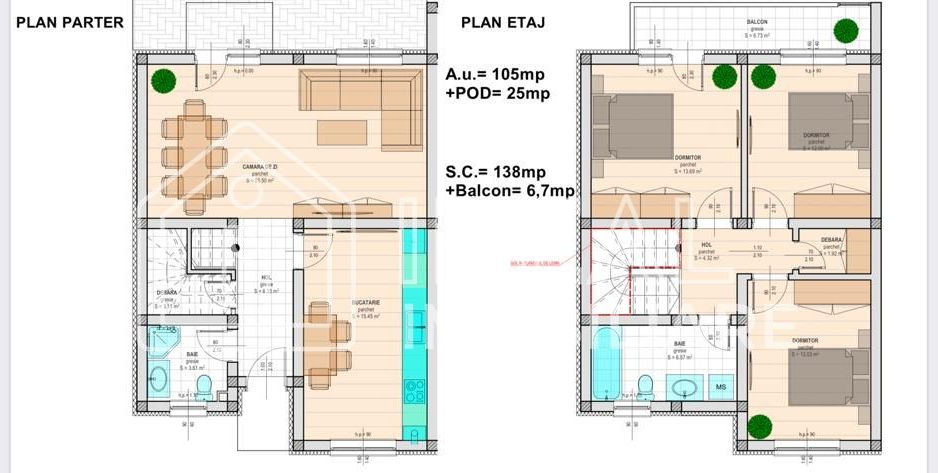 Duplex modern cu 4 camere in Selimbar, zona Triajului - Comision 0% - Schiță 3