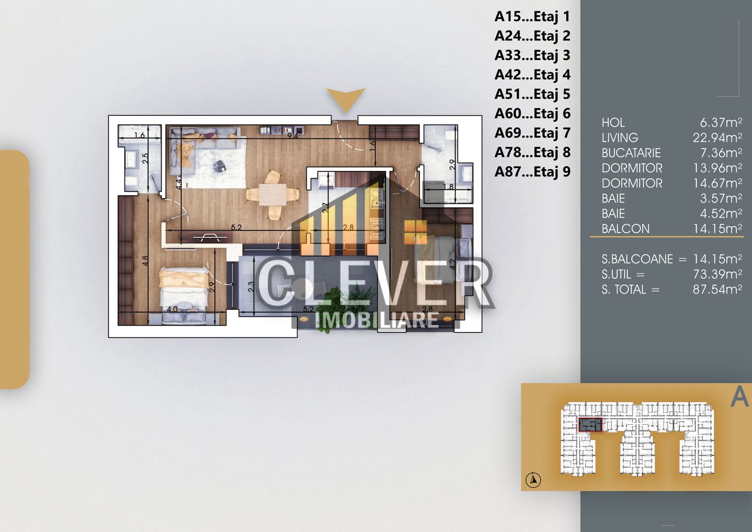 Titan Sector 3 Apartament 3 camere Incalzire prin Pardoseala - Poză 2