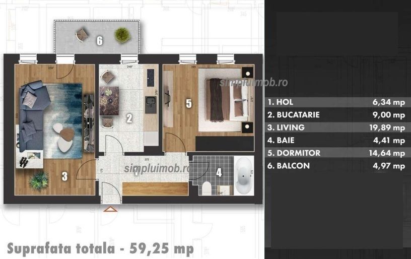 2 camere dec 60mp+parcare Bloc NOU Sector 4 Metalurgiei Grand Arena - Poză 2