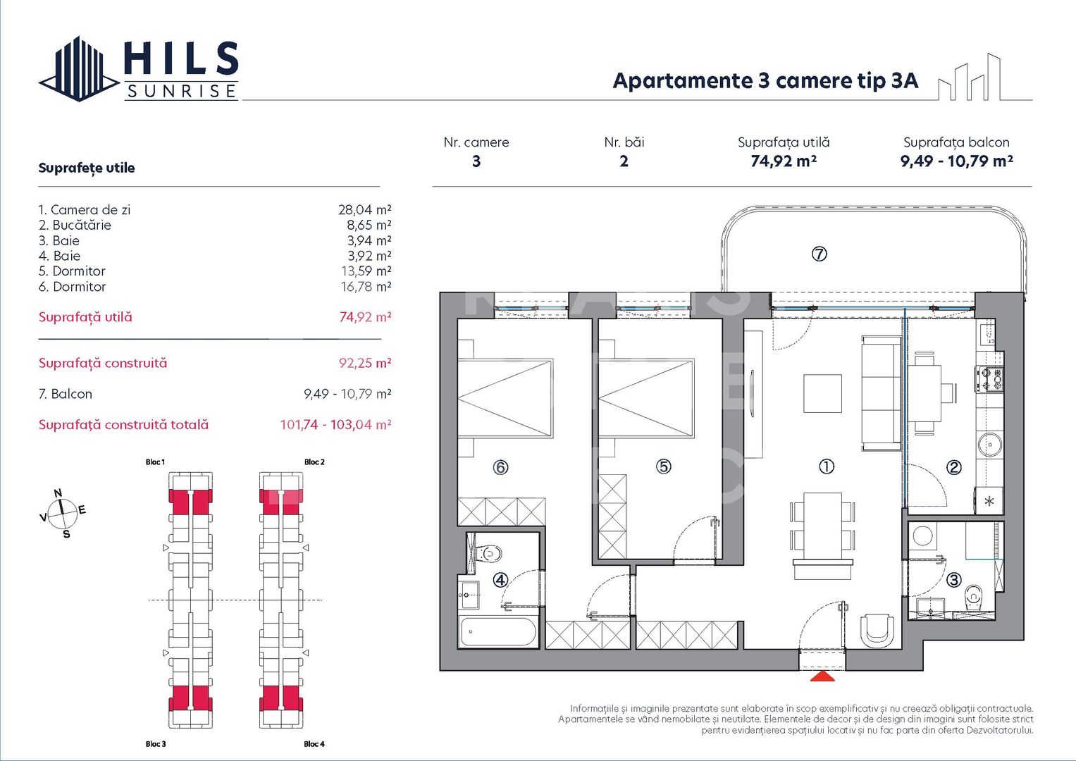 Vânzare, apartament, 3 camere tip 3A, HILS Sunrise, București - Poză 2