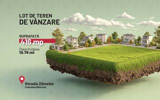 Lot de teren intravilan, 416 mp, deschidere 18.76 ml, Comuna Berceni - Poză 1