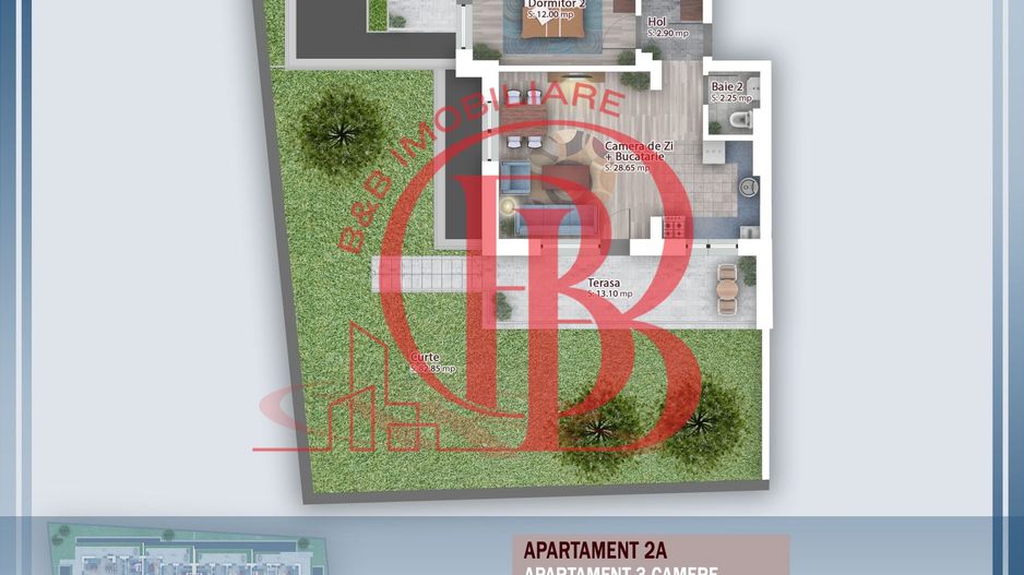 Oferta Lansare 3 camere cu gradina incalzire pardoseala - Schiță 2
