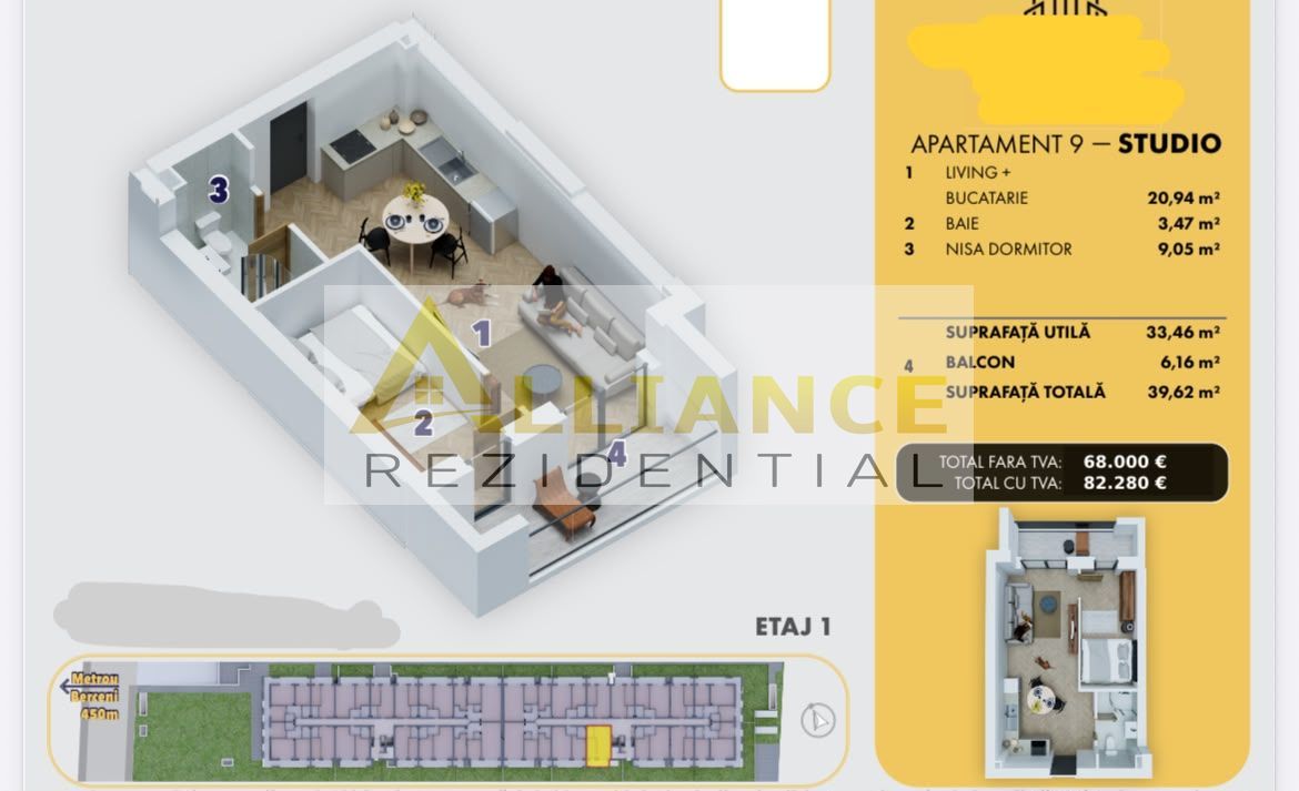 Metrou Berceni (5 min)-Apartament Tip Studio-40 MP - Poză 14
