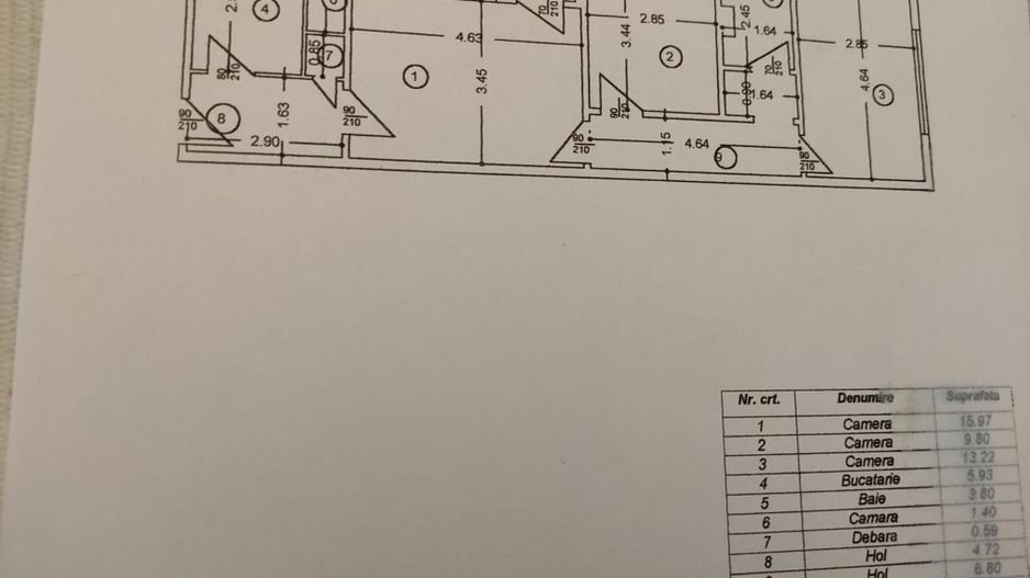 Apartament 3 camere Metrou Nicolae Grigorescu 67 mp - Schiță 13