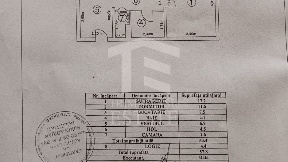 Apartament 2 camere decomandat Bloc 1982 - Metrou Dristor - Schiță 7