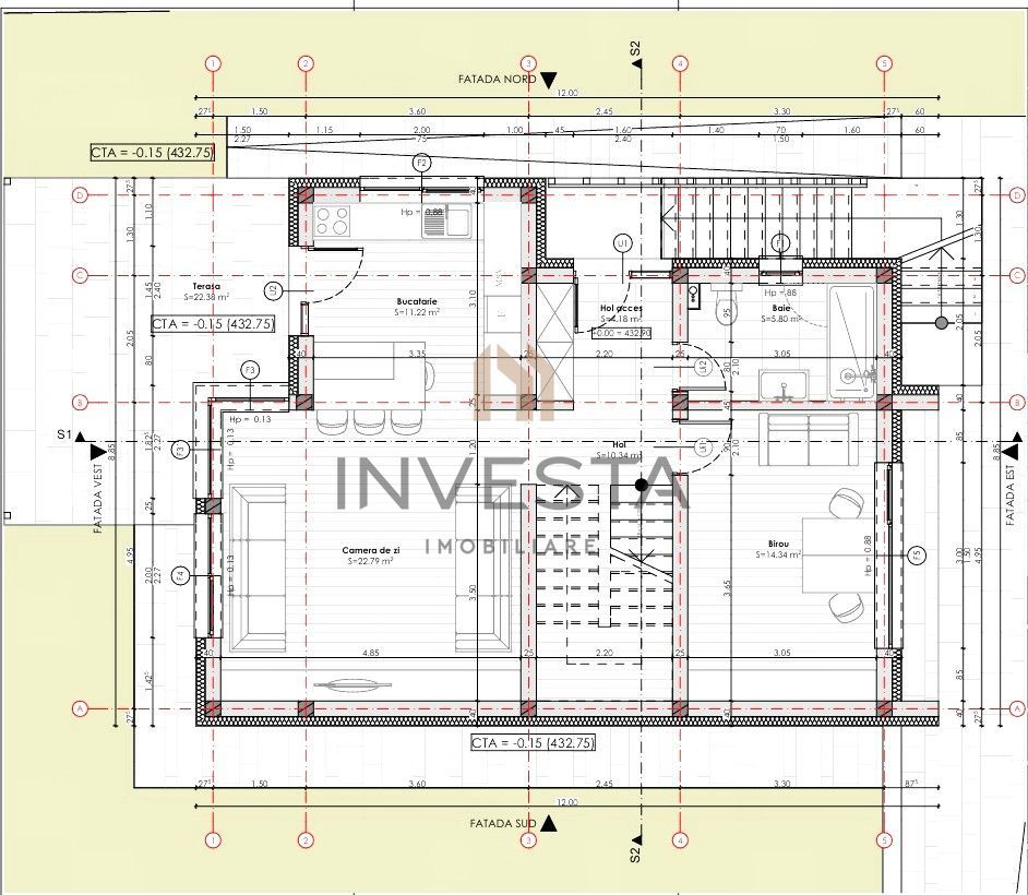 Casa de inchiriat cu curte de aproximativ 400 mp, cartier Borhanci - Schiță 15