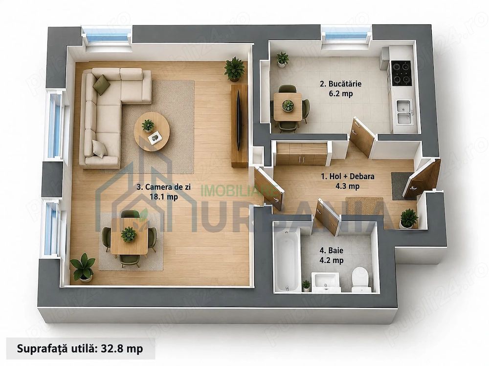 Apartament 1 cameră decomandat, 33 mp, loc parcare, complex nou 2022, zona Bd. Poitiers - Continental - Poză 6