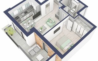 Apartament 2 camere | Balcon 10.3 mp | Etaj 2 | Turnisor - Poză 2