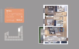 Apartament 3 camere Titan-Liviu Rebreanu Sector 3 - Schiță 8