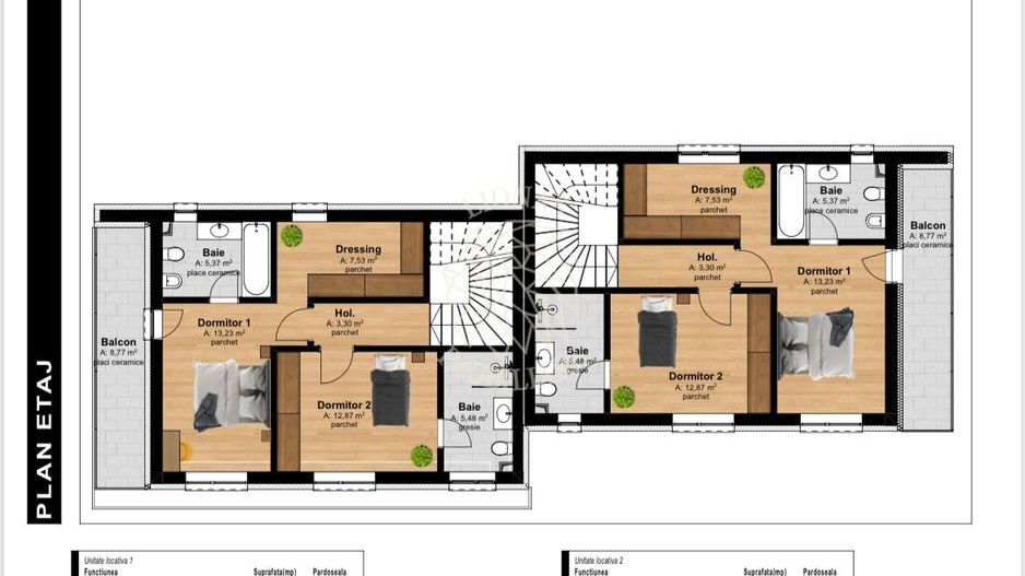 2 Case in Duplex 4 camere 125 mp-curte-terasa 37 mp -garaj-Tauti - Poză 13