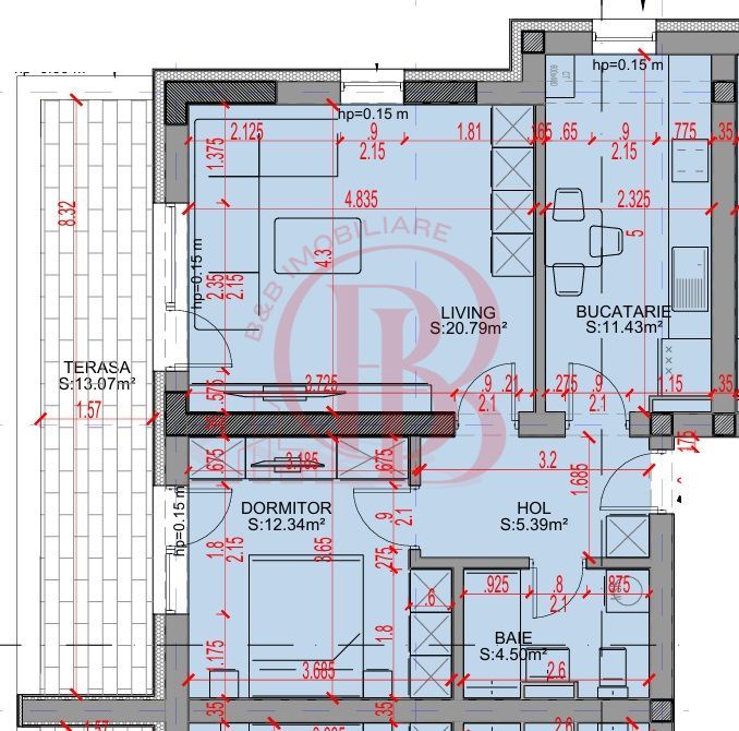 Apartament 2 camere-Decomandat-Theodor Pallady-Sector 3 - Schiță 8
