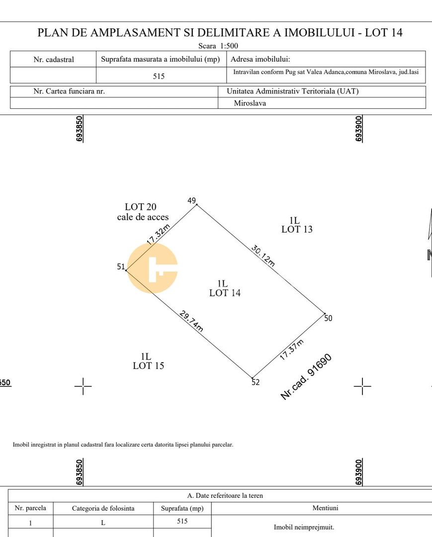 🚀  Teren intravilan | 515 MP |  Valea Adanca 5 Drumuri - 80 Euro MP - Poză 3