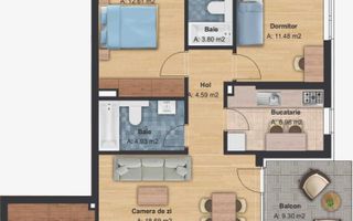 Apartament nou de 3 camere superfinisat, cartier Bună Ziua - Poză 6
