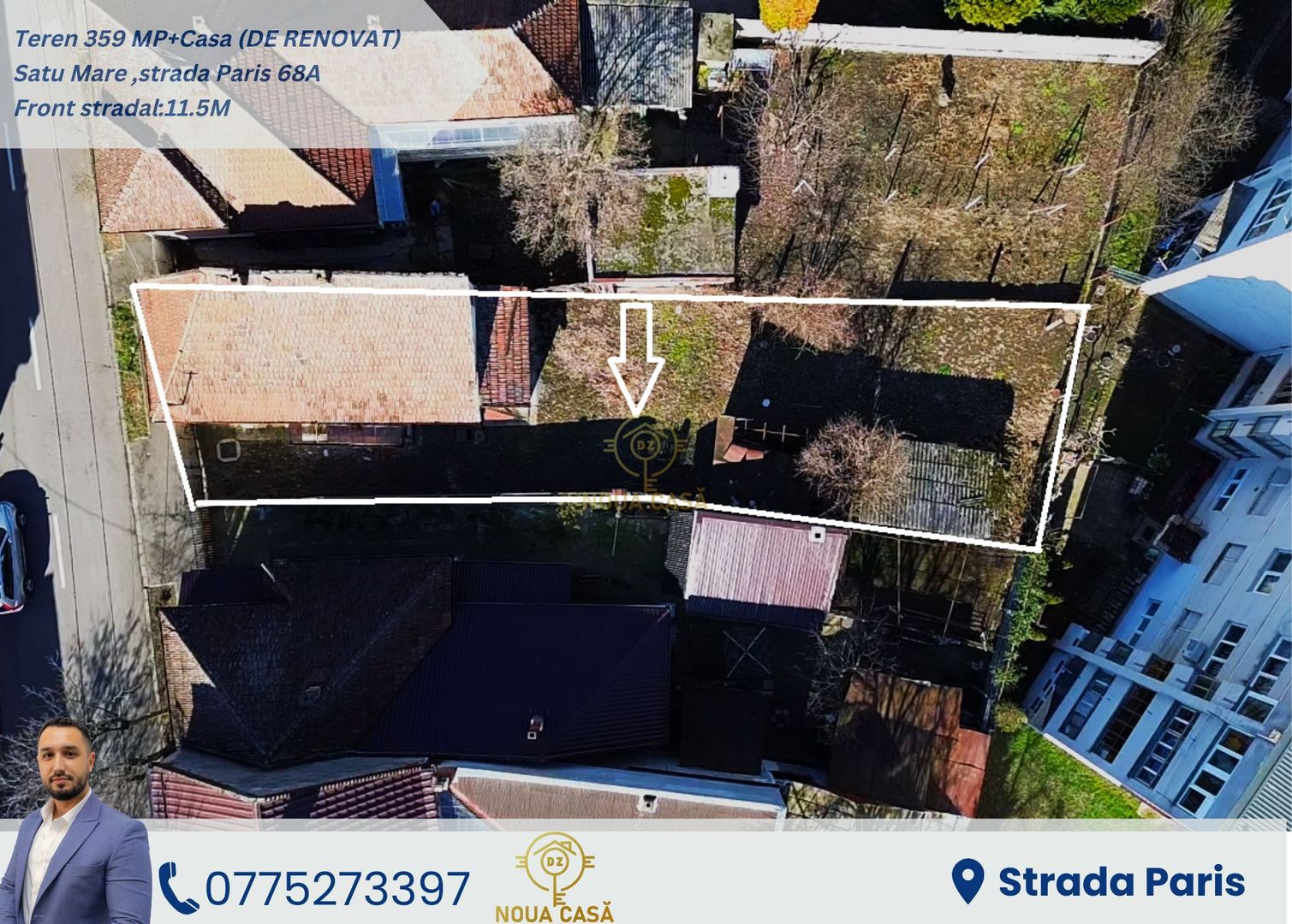 Teren 359MP Strada Paris+Casa care necesita Renovare sau Demolare - Poză 1