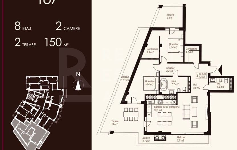 Vânzare  Penthouse 150 mp, strada Burebista, Ialoveni - Poză 14