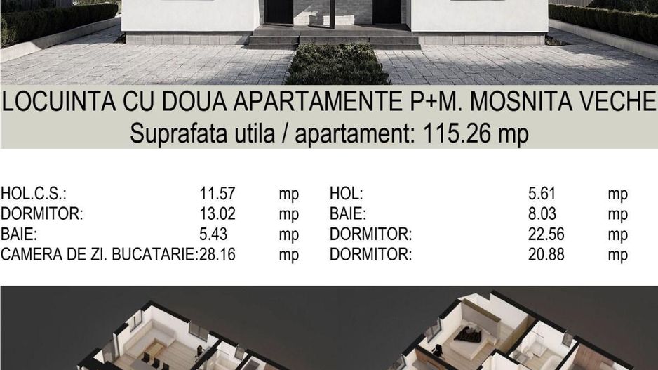 COMISION 0%, Duplex 4 Camere, 116 mp, P+1+Pod, Moșnița Veche, LIDL - Poză 8