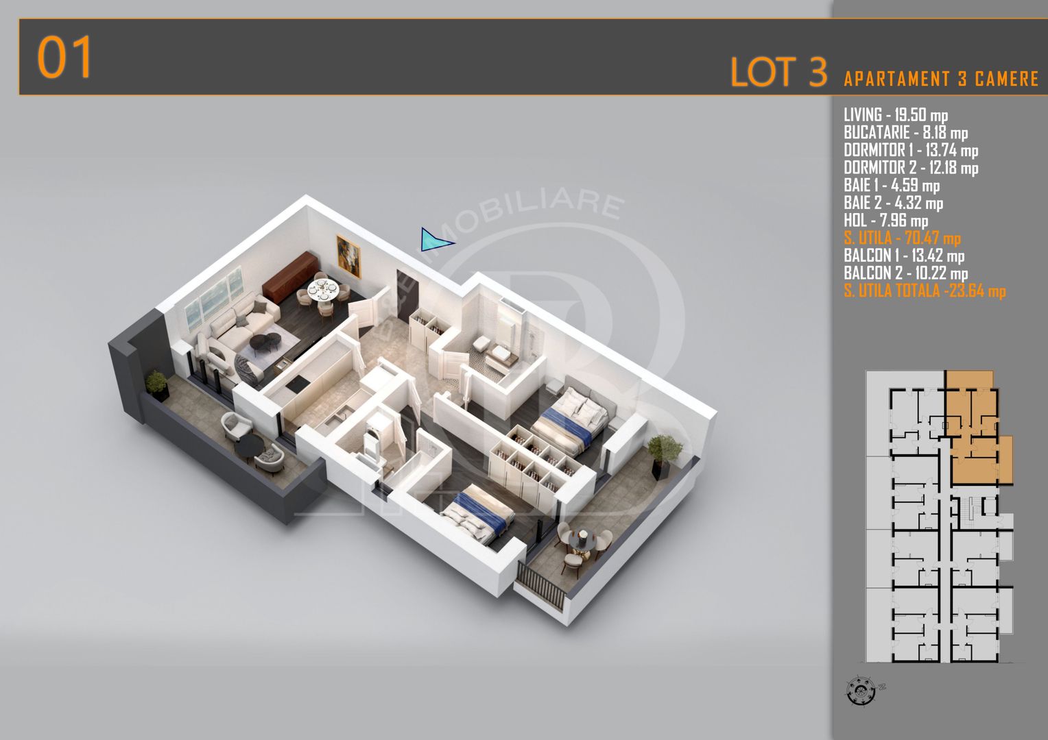 Apartament 3 camere Titan Th. Pallady-Sector 3-Metrou Teclu - Schiță 1