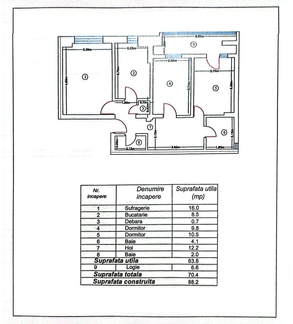 Apartament cu 3 camere, etaj 7, mobilat si utilat, VASLUI - zona GARA; - Poză 11