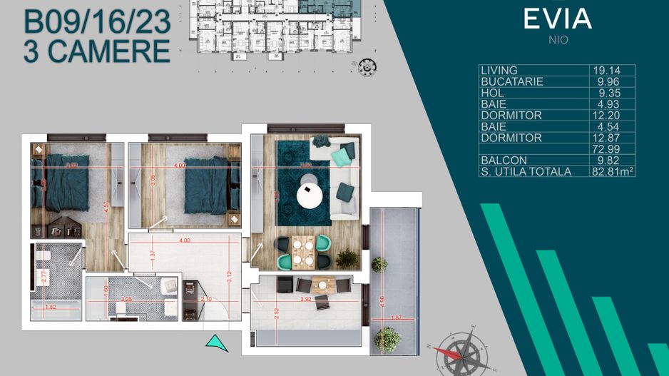 AP. 3CAM. DISPONIBIL IN EVIA NIO/ METROU N. TECLU,SCOALA BRAUNER! - Poză 1