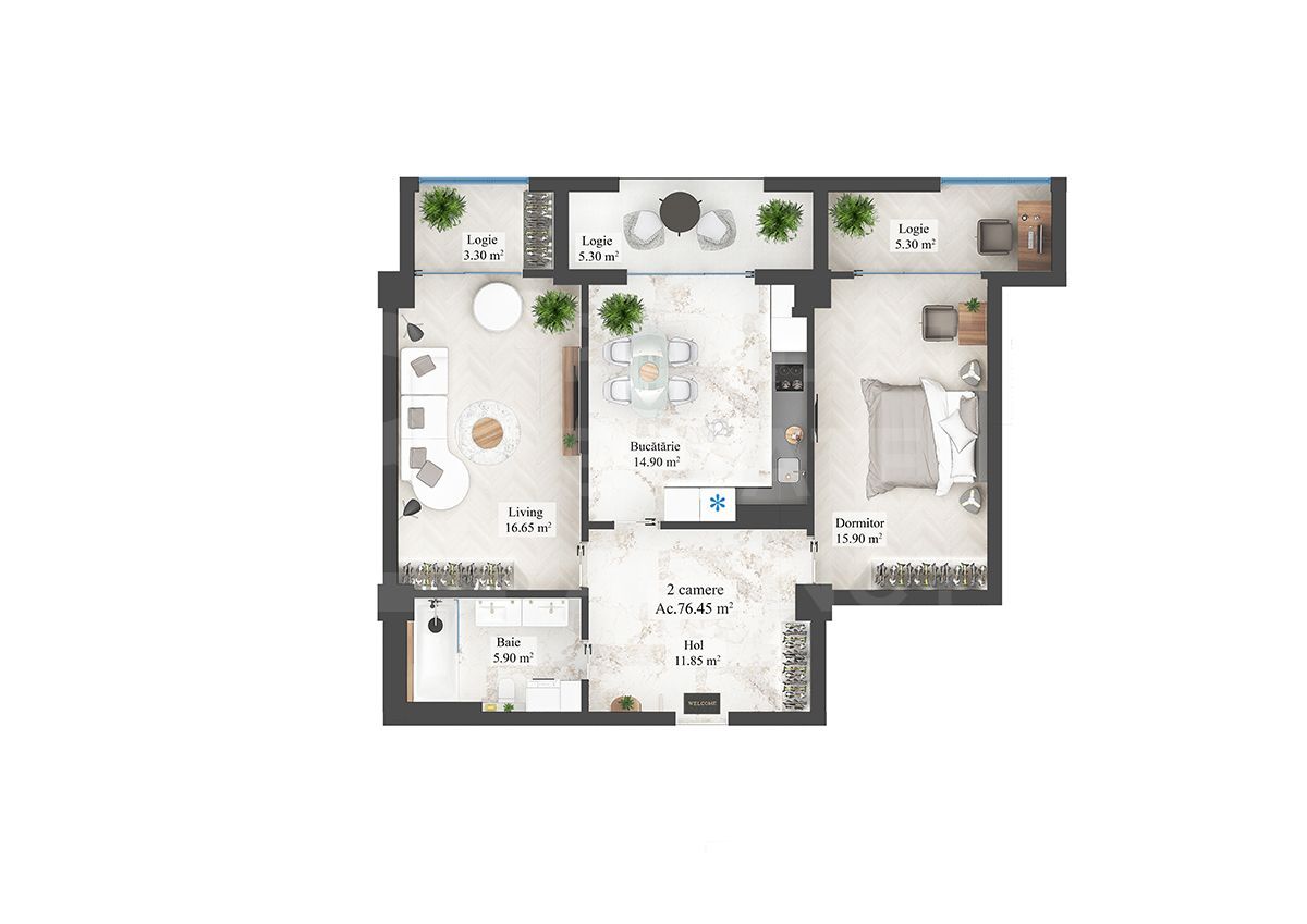 Vânzare apartament- 2 camere 76.45 mp, str. N. Zelinski, Botanica - Poză 6
