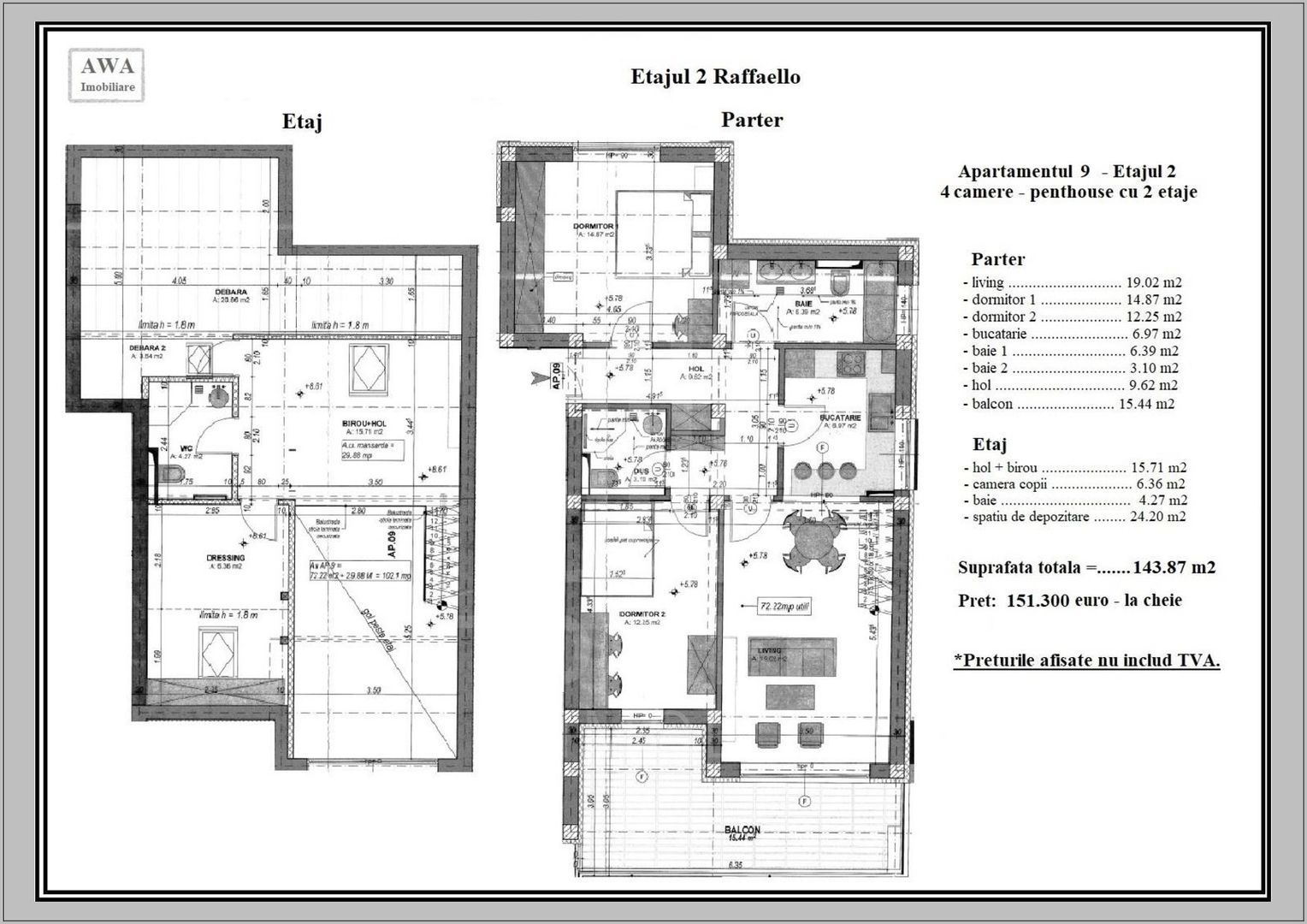 Apartament 4 camere, 143.87 mp utili – Etaj 2, Vilă – 151.300 EURO - Poză 2