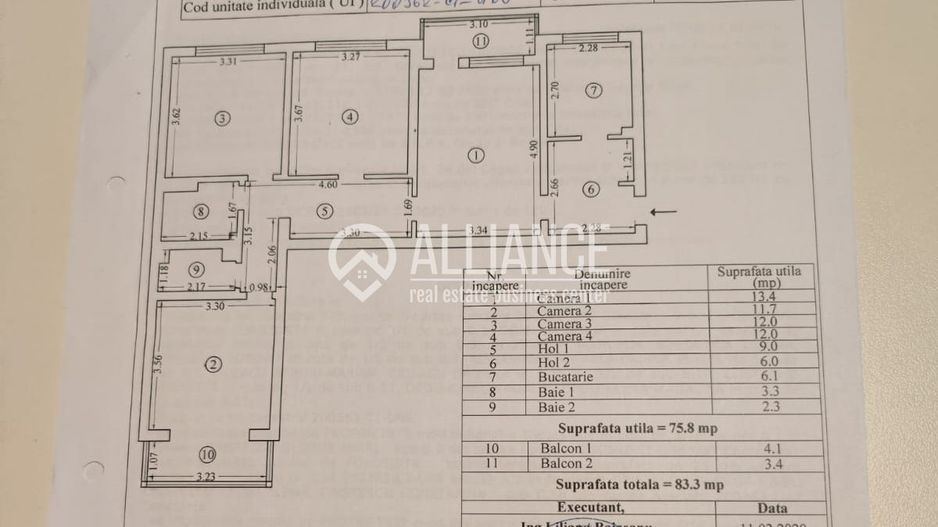 Tomis 3- City Mall ( COD 06) apartament 4 camere 88mp - Poză 9