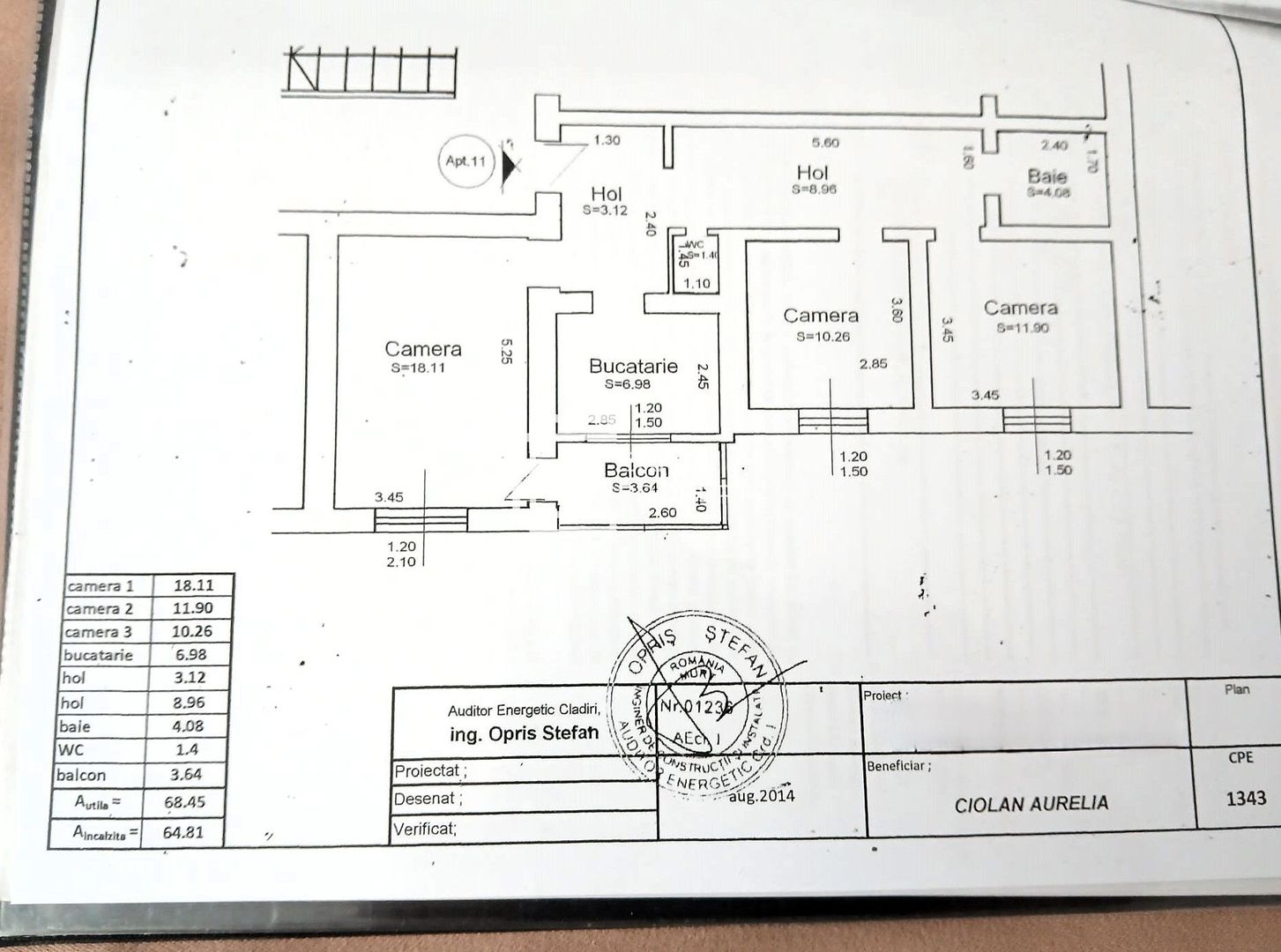 Apartament 3 camere  - mobilat  – etaj 2 – zona Terezian, Sibiu - Schiță 14
