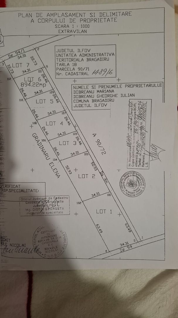 Teren de vanzare Bragadiru 1000 mp Str Diamantului - Poză 1