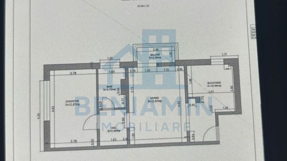 2 camere-49mp-mobilat-utilat-anvelopat-balcon-etaj 4-Astra-Saturn - Poză 7
