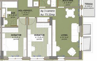 3 camere | Bucătărie separată | 2 băi și 2 balcoane | nZEB | Iris - Poză 6
