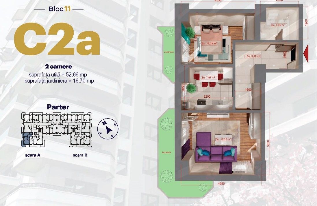 Apartament 1C, Copou, 43,4mp, 110000euro+TVA - Poză 6