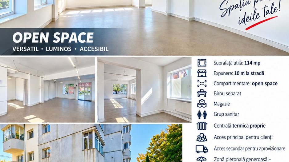 DE ÎNCHIRIAT – SPAȚIU COMERCIAL - 114 mp, ZONA CRUCEA GĂRII – VASLUI - Poză 1
