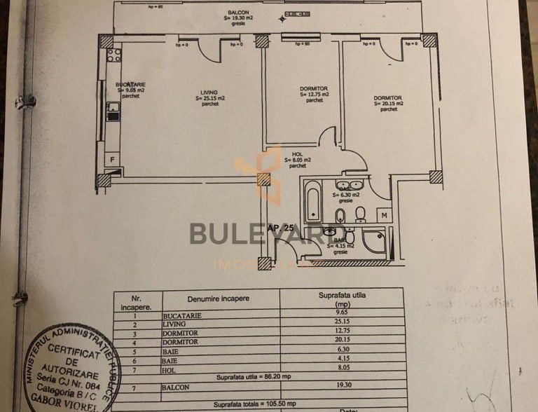 Apartament cu 3 camere 86 mp, zona strazii Eremia Grigorescu! - Schiță 11
